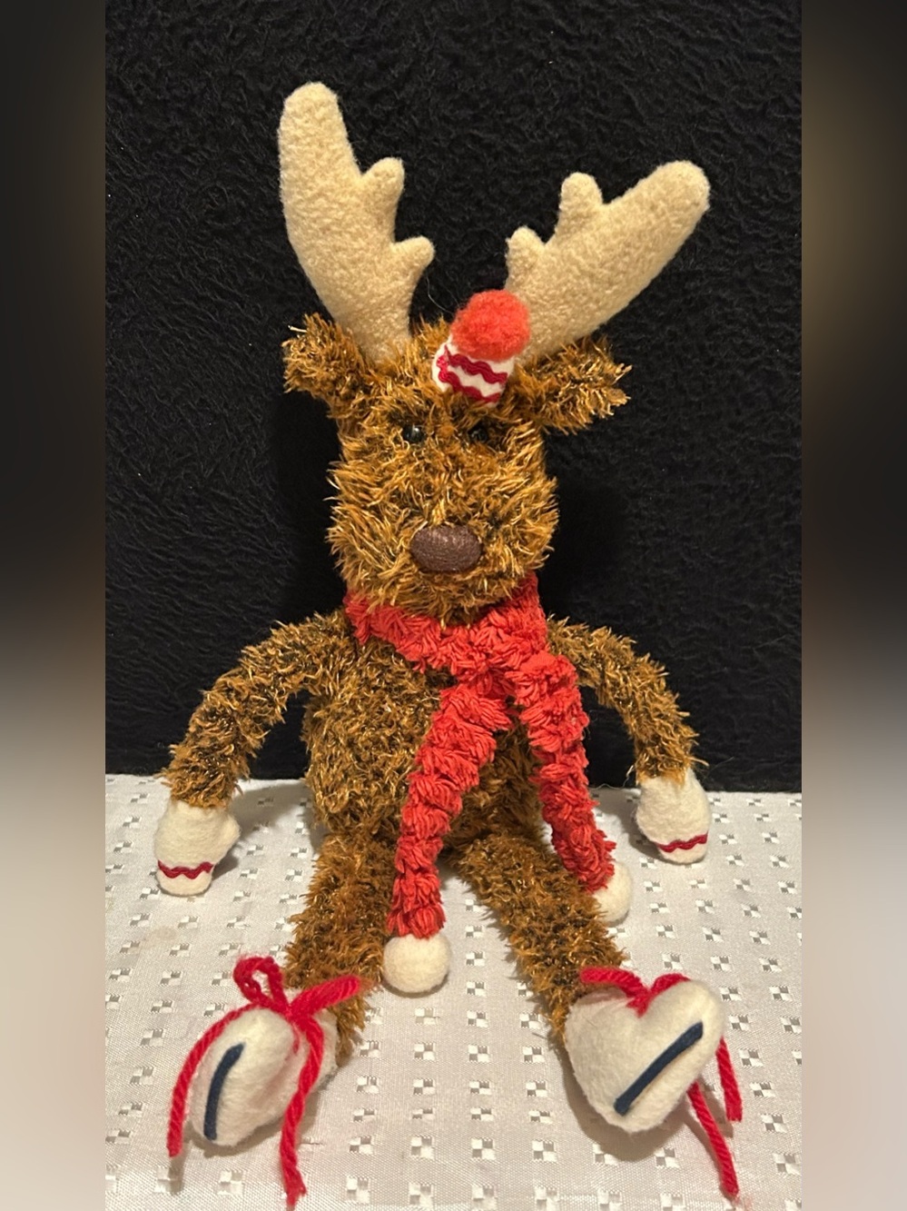 Hallmark Skating Moose With Red Scarf & Hat 14" Stuffed Animal Plush Christmas